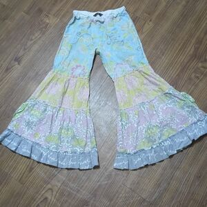 Mustard Pie Girls Patchwork Bell Bottom Pants Size 8 Boho Y2K